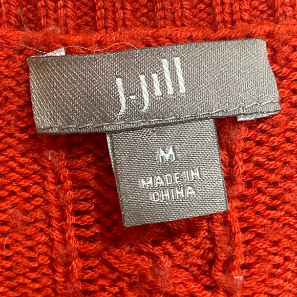 J Jill Sweater Red Orange  Cable Knit Wool Blend Size M - Picture 8 of 11